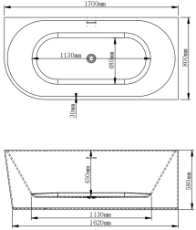 Akrilinė vonia NOVA 208 170 cm balta kairė